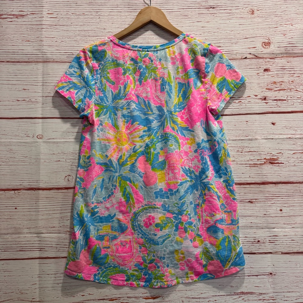 Lilly Pulitzer Etta V Neck Top in Multi Sunshine State Of Mind Sz S - Picture 12 of 12